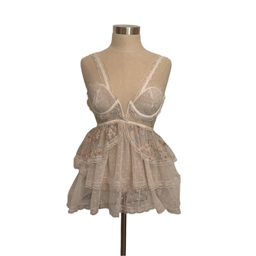For Love & Lemons snow floral slip dress